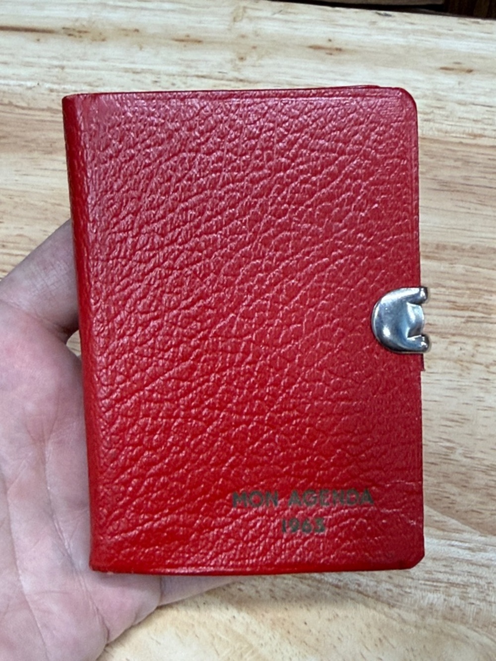 Antique 1963 Red Faux-Leather Agenda with Snap Closure